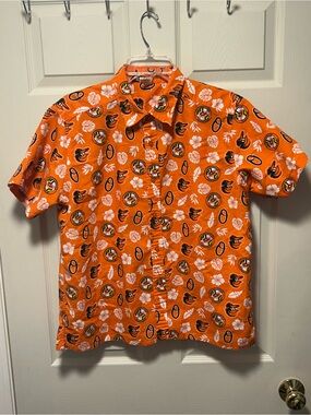 2018 Baltimore Orioles Hawaiian Shirt Medium M SGA Stadium Giveaway Orange MLB